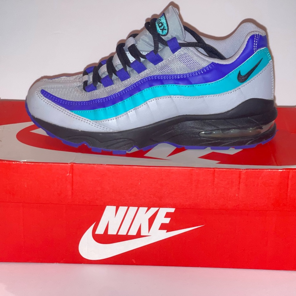 Nike Air Max 95 Gray with Blue and Purple Accents